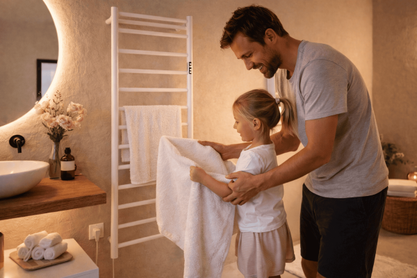 Elektrische Handtuchwärmer im Familienalltag: Hygiene, Energie, Komfort - Elektrische Handtuchwärmer im Familienbad | Heizungsblog