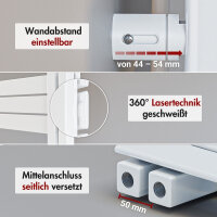 Handtuchheizkörper elektrisch ALRONA Seitlich offen Weiß inkl. Heizstab 50 cm 140 cm