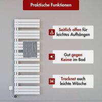 Handtuchheizkörper elektrisch ALRONA Seitlich offen Weiß inkl. Heizstab 50 cm 164 cm