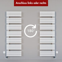 Handtuchheizkörper elektrisch ALRONA Seitlich offen Weiß inkl. Heizstab 50 cm 164 cm