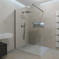 Duschwand Begehbare Dusche Duschabtrennung ZELARO Nano Schwarz 8mm