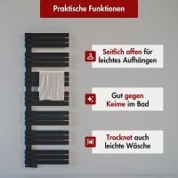Handtuchheizkörper ALRONA Schwarz Seitlich offen rechts oder links 50 x 115 cm Ohne