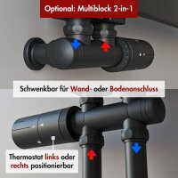 Handtuchheizkörper ALRONA Schwarz Seitlich offen rechts oder links 50 x 115 cm Ohne