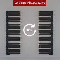 Handtuchheizkörper ALRONA Schwarz Seitlich offen rechts oder links 50 x 115 cm Ohne
