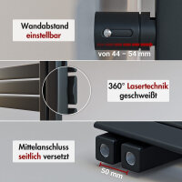 Handtuchheizkörper ALRONA Schwarz Seitlich offen rechts oder links 50 x 115 cm Ohne