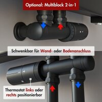 Handtuchheizkörper PANDEMA Schwarz Mittel- und Seitenanschluss