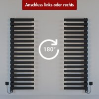 Handtuchheizkörper elektrisch PREMIUM ALRONA Schwarz Seitlich offen rechts oder links inkl. Heizstab
