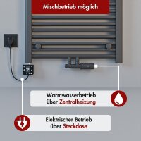Handtuchheizkörper elektrisch Badheizkörper ALPIYA Anthrazit inkl. Heizstab