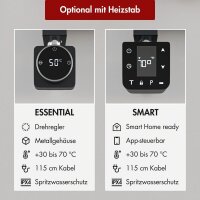Handtuchheizkörper elektrisch LUMIRA Schwarz inkl. Heizstab 20 cm 160 cm Streckerfertig