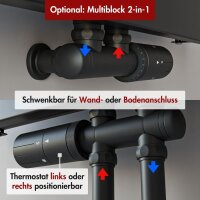 Handtuchheizkörper SOLARA Schwarz inkl. 2 Handtuchhalter