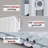 Design Flachheizkörper Paneelheizkörper TAYLOR Vertikal Weiss 60 cm x 180 cm