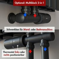 Design Flachheizkörper Paneelheizkörper TAYLOR Vertikal Schwarz 60 x 180 cm