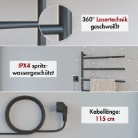 Handtuchwärmer elektrisch PLUG-AND-HEAT seitlich offen Schwarz