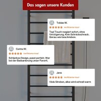 Handtuchwärmer elektrisch PLUG-AND-HEAT mit runden Rohren Schwarz