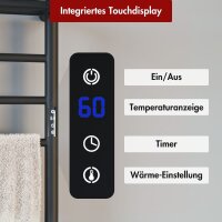 Handtuchwärmer elektrisch PLUG-AND-HEAT mit Handtuchablage Schwarz