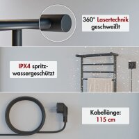 Handtuchwärmer elektrisch PLUG-AND-HEAT mit Handtuchablage Schwarz