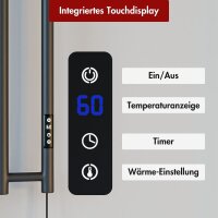 Handtuchwärmer elektrisch PLUG-AND-HEAT Schwarz mit Handtuchhaltern 35 x 140 cm