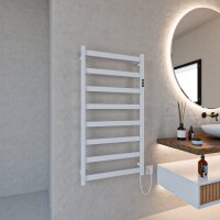 Handtuchwärmer elektrisch PLUG-AND-HEAT mit eckigen Rohren Weiß 60 x 115 cm