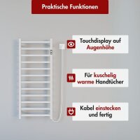 Handtuchwärmer elektrisch PLUG-AND-HEAT mit eckigen Rohren Weiß 60 x 115 cm