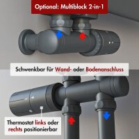 Handtuchheizkörper ALRONA Anthrazit Seitlich offen rechts oder links 50 cm 140 cm