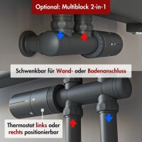 Handtuchheizkörper PANDEMA Anthrazit Seiten und Mittelanschluss 50 cm 180 cm