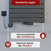 Handtuchheizkörper PANDEMA Anthrazit Seiten und Mittelanschluss 60 cm 160 cm