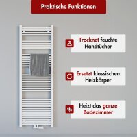 Handtuchheizkörper Badheizkörper ALPIYA Weiß Mittelanschluss 60 cm 160 cm Gerade