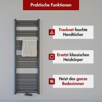 Handtuchheizkörper Badheizkörper ALPIYA Anthrazit Mittelanschluss Gerade 50 cm 140 cm