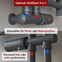 Handtuchheizkörper Badheizkörper ALPIYA Anthrazit Mittelanschluss Gerade 50 cm 140 cm