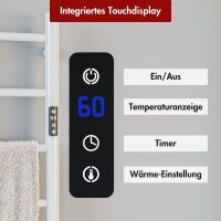 Handtuchwärmer elektrisch PLUG-AND-HEAT mit runden Rohren Weiß