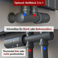 Paneelheizkörper Flachheizkörper LAVA ECO Vertikal Doppellagig Anthrazit 38 cm 180 cm