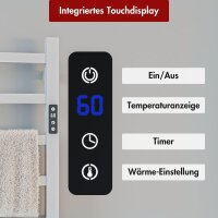 Handtuchwärmer elektrisch PLUG-AND-HEAT mit eckigen Rohren Weiß