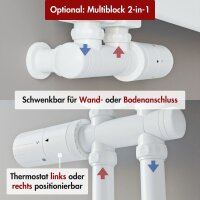 Handtuchheizkörper PREMIUM ALRONA Weiß Seitlich offen rechts oder links