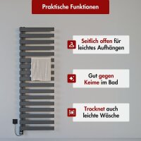 Handtuchheizkörper elektrisch Premium ALRONA Seitlich offen Anthrazit inkl. Heizstab SMART und Glykol 50 cm 183 cm
