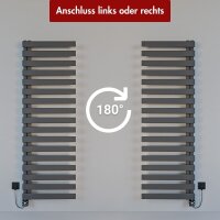 Handtuchheizkörper elektrisch Premium ALRONA Seitlich offen Anthrazit inkl. Heizstab SMART und Glykol 50 cm 183 cm