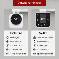 Handtuchheizkörper Mischbetrieb PANDEMA Weiß Seiten- und Mittelanschluss inkl. Heizstab SMART und Thermostatventil 50 cm 180 cm