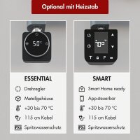 Handtuchheizkörper Mischbetrieb Badheizkörper ALPIYA Anthrazit Mittelanschluss inkl. Heizstab SMART und Thermostatventil 50 cm 180 cm