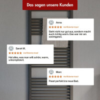 Handtuchheizkörper Mischbetrieb Badheizkörper ALPIYA Anthrazit Mittelanschluss inkl. Heizstab SMART und Thermostatventil 50 cm 180 cm