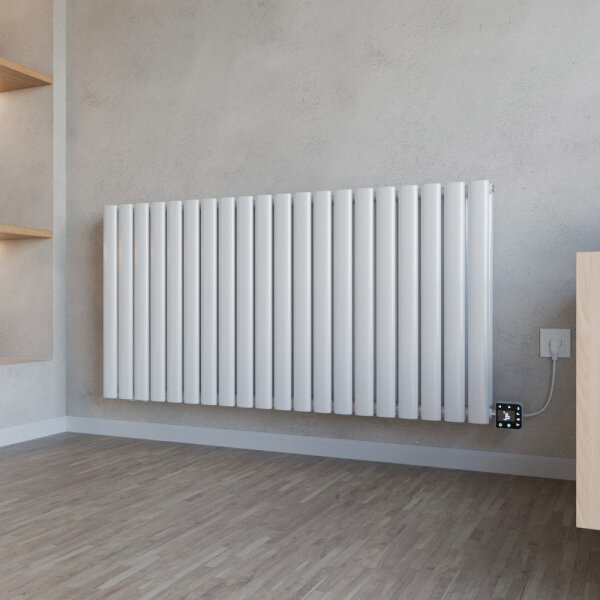 Design Flachheizkörper Paneelheizkörper elektrisch TAYLOR Horizontal Doppellagig Weiß