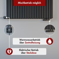 Design Flachheizkörper Paneelheizkörper elektrisch TAYLOR Horizontal Doppellagig Schwarz